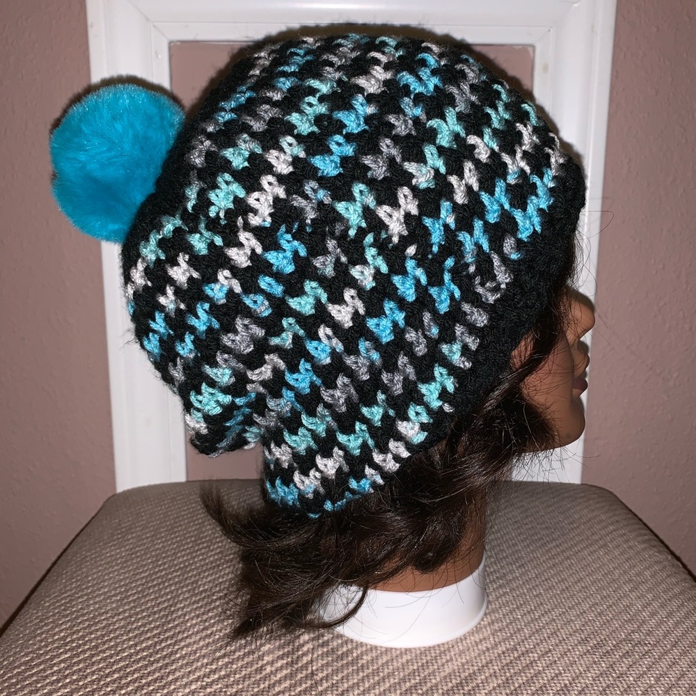 Slouchy Fur Pom Beanie
